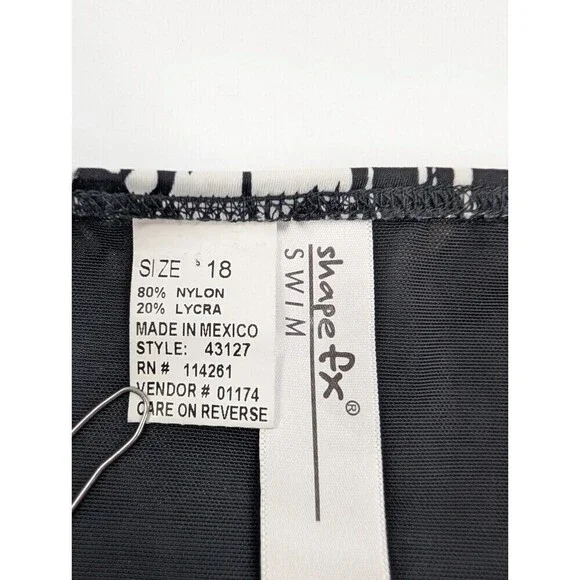 Shape Fx Swim Bikini Bottom Womens 18 Black Abstract Print Tummy Control Resort - Picture 2 of 10